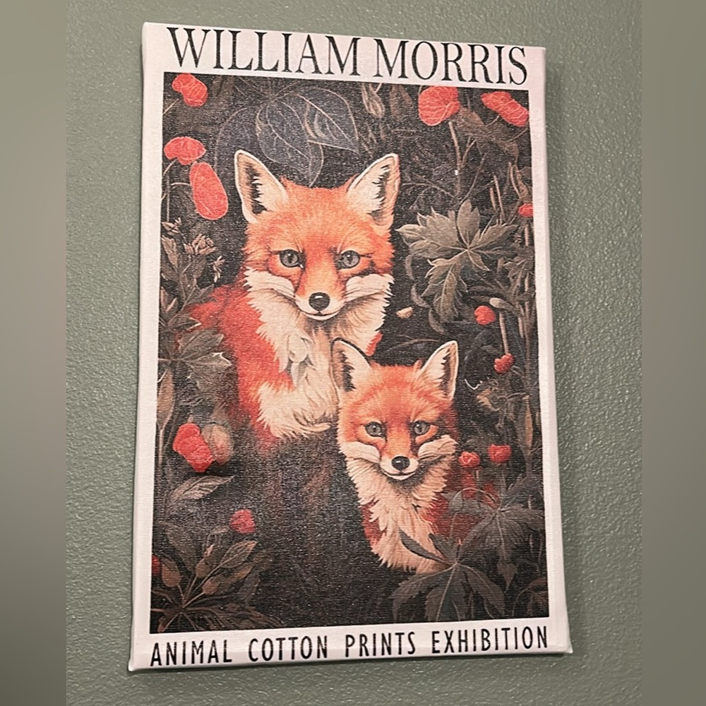 William Morris Foxes Art Print - Orange & Black Botanical Illustration